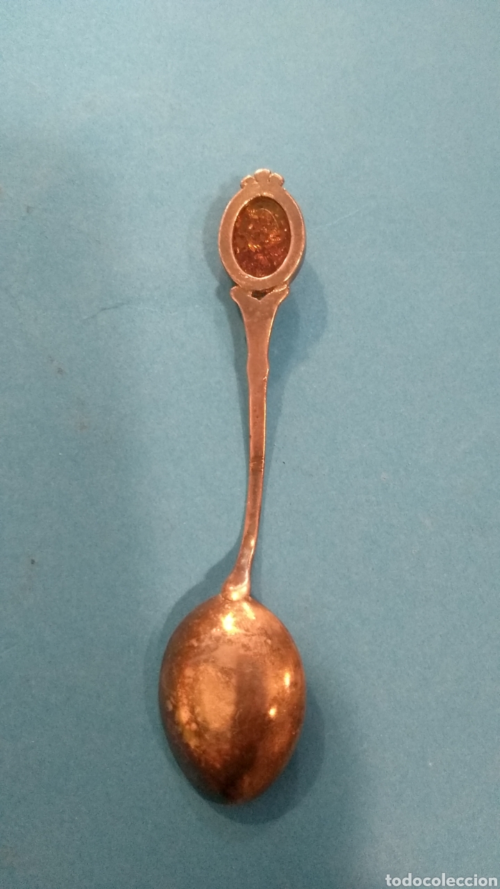 Antig&uuml;edades: Cucharilla con piedra plateada 10 cm - Foto 3