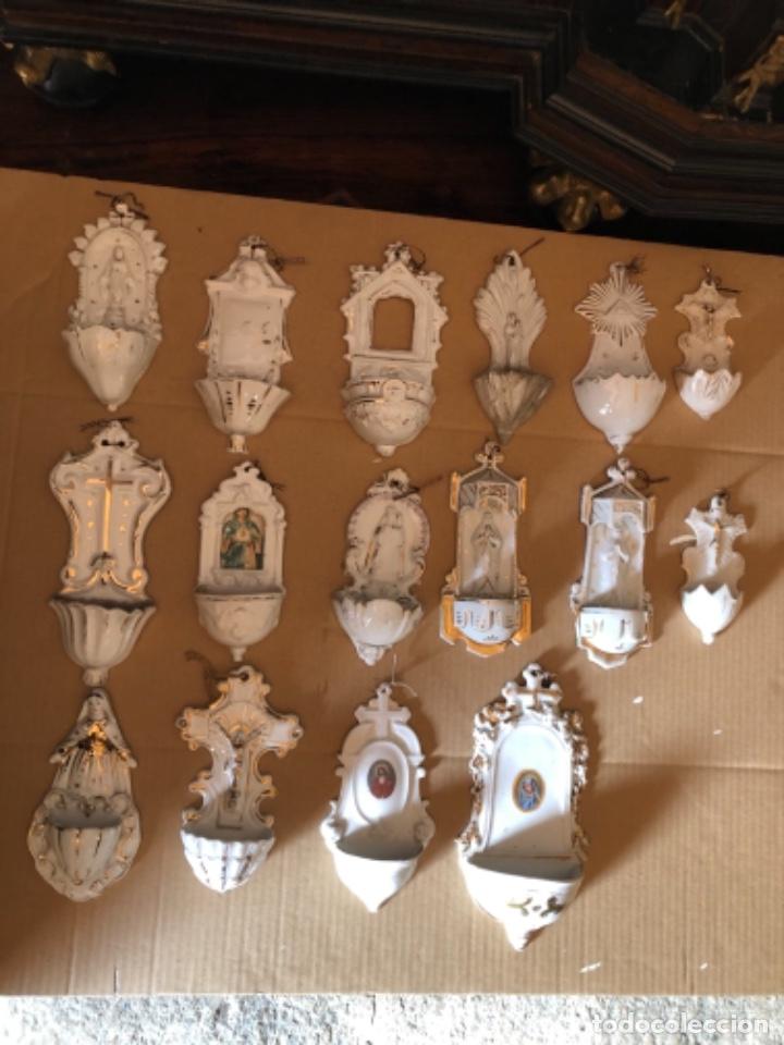 Antig&uuml;edades: 16 BENDITERAS ANTIGUAS DE PORCELANA Y BISCUIT - Foto 1