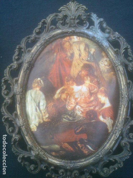 Antig&uuml;edades: MARCO CORNUCOPIA CON TELA DE SEDA IMPRESA - Foto 5
