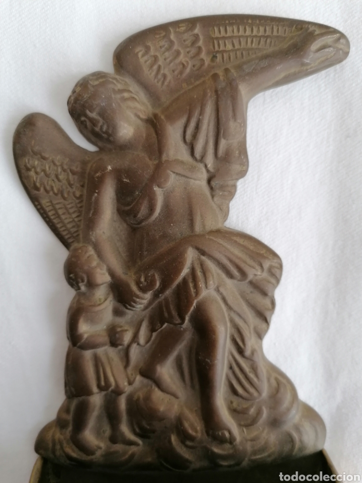 Antig&uuml;edades: Antigua Benditera Bronce San Gabriel. - Foto 8