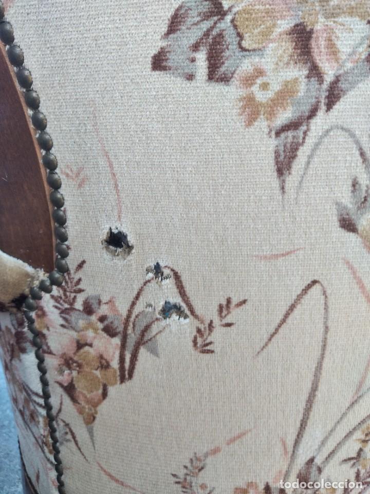 Antigüedades: Antiguo tresillo de madera noble tapizado terciopelo floral. - Foto 19 - 292152988