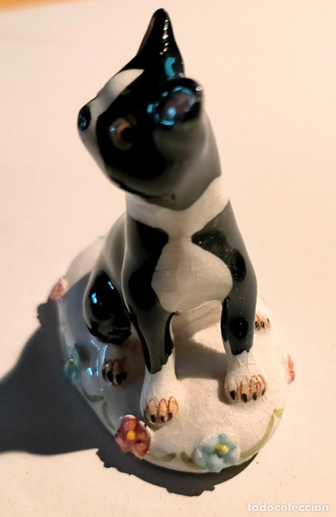 Antigüedades: Figura porcelana esmaltada inglesa perro Boston Terrier firmado Basil Matthews muy rara - Foto 4 - 292193663