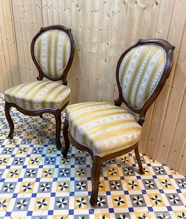 Antig&uuml;edades: - ANTIGUA PAREJA DE SILLAS - Foto 3