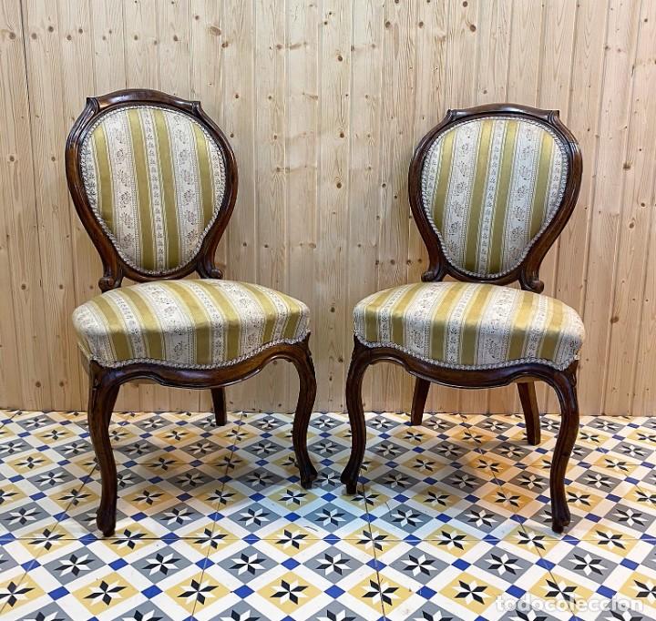 Antig&uuml;edades: - ANTIGUA PAREJA DE SILLAS - Foto 5