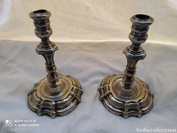 Antig&uuml;edades: Candeleros plata siglo XVIII - Foto 2