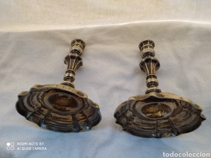 Antig&uuml;edades: Candeleros plata siglo XVIII - Foto 3