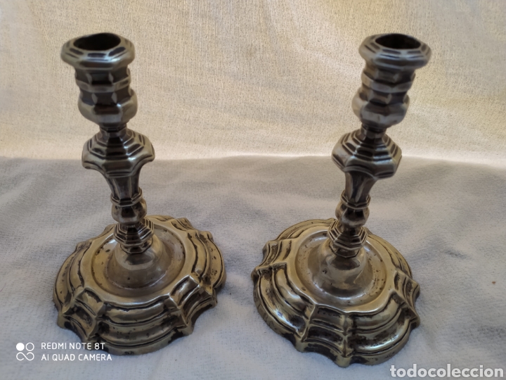 Antig&uuml;edades: Candeleros plata siglo XVIII - Foto 37