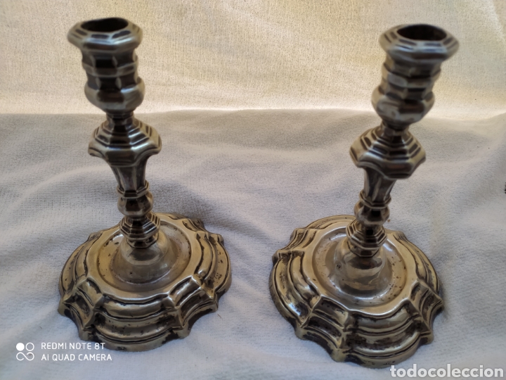 Antig&uuml;edades: Candeleros plata siglo XVIII - Foto 38