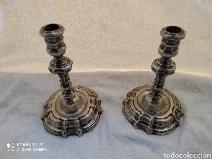 Antig&uuml;edades: Candeleros plata siglo XVIII - Foto 1