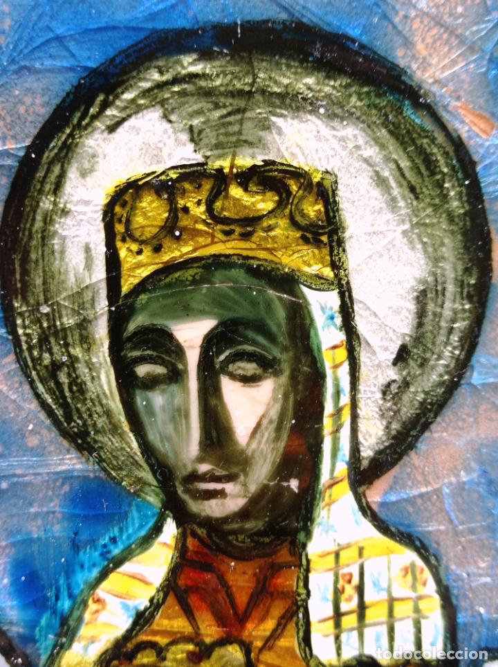 Antig&uuml;edades: Esmalte sobre placa de cobre - Virgen de Montserrat Moreneta
