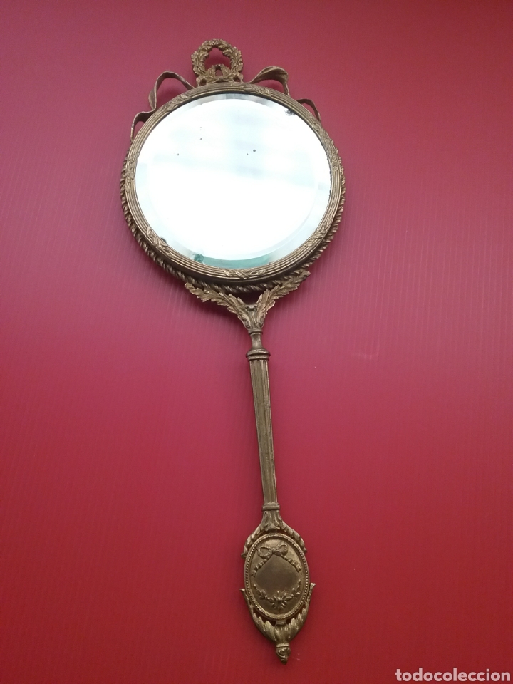 Antig&uuml;edades: Espejo de mano con esmalte y en bronce - Foto 4
