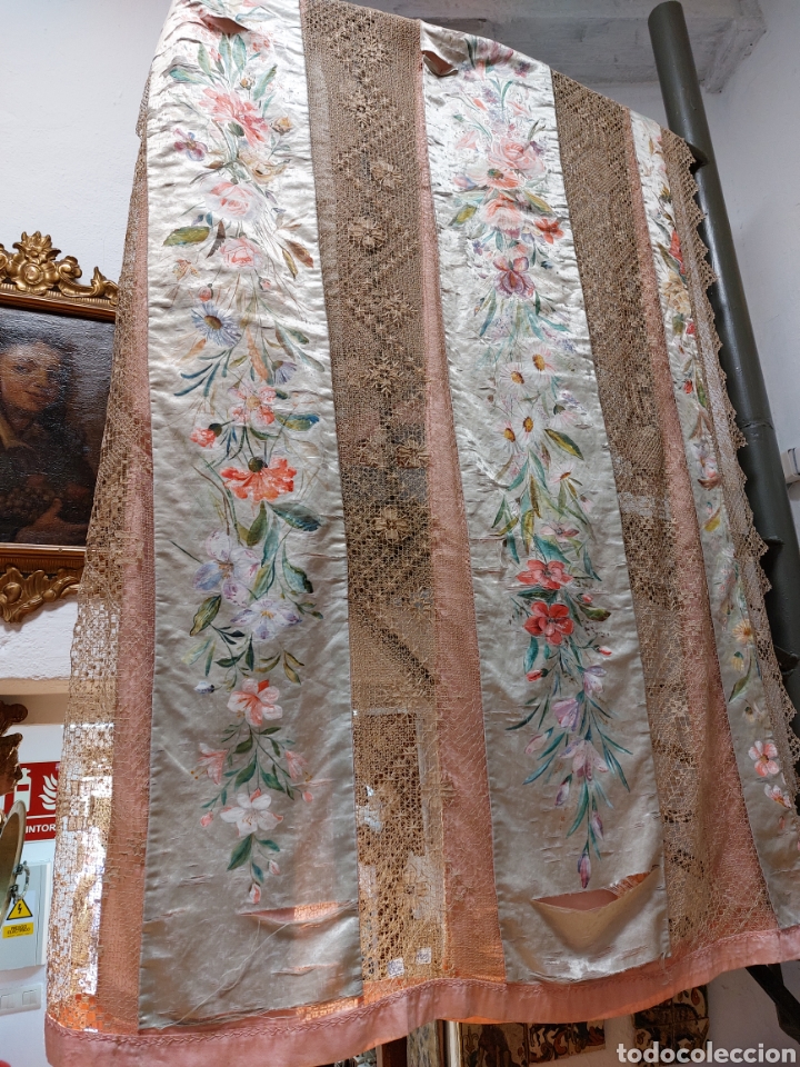 Antig&uuml;edades: Antigua colcha seda y encaje - Foto 1