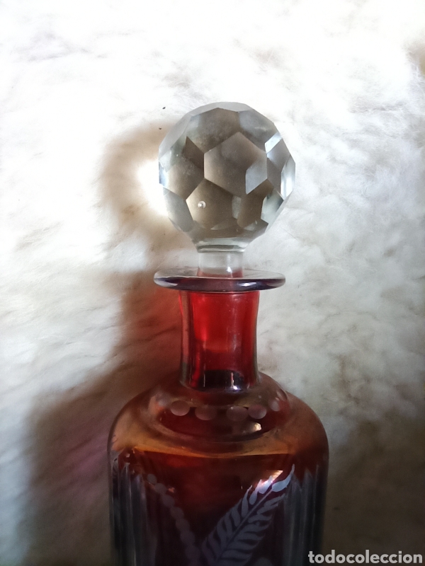 Antigüedades: preciosas licoreras cristal de Bohemia. profusamente detalladas rojas. - Foto 4 - 293631653