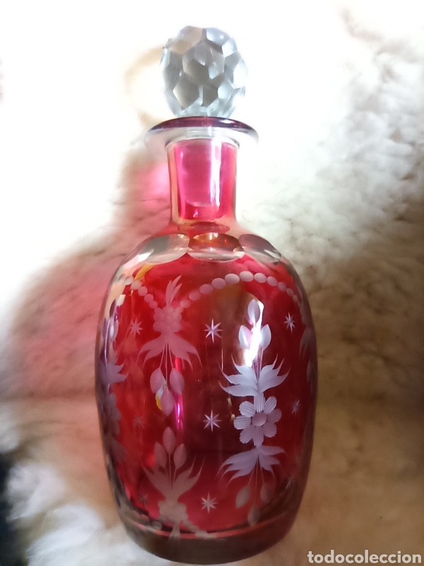 Antigüedades: preciosas licoreras cristal de Bohemia. profusamente detalladas rojas. - Foto 5 - 293631653