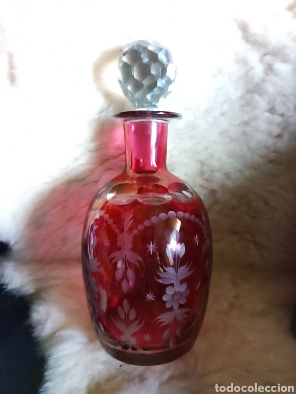 Antigüedades: preciosas licoreras cristal de Bohemia. profusamente detalladas rojas. - Foto 7 - 293631653