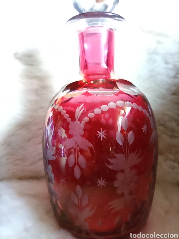 Antigüedades: preciosas licoreras cristal de Bohemia. profusamente detalladas rojas. - Foto 10 - 293631653