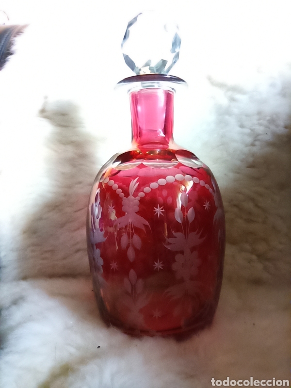 Antigüedades: preciosas licoreras cristal de Bohemia. profusamente detalladas rojas. - Foto 11 - 293631653