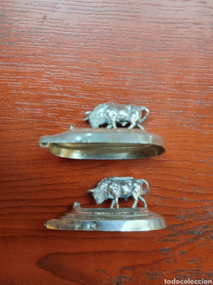 Antig&uuml;edades: Pareja toritos plata punzonada - Foto 4