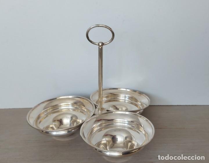 Antig&uuml;edades: PRECIOSO RECIPIENTE AZUCARERO PLATEADO DE ALPACA - IDEAL RESTAURANTE- MEDIDA CADA DIAMETRO 13 CMS A