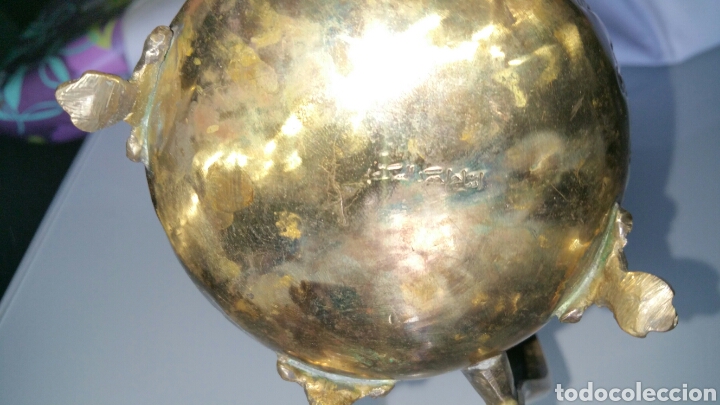 Antig&uuml;edades: Tetera de bronce / lat&oacute;n con sello en su base. - Foto 12