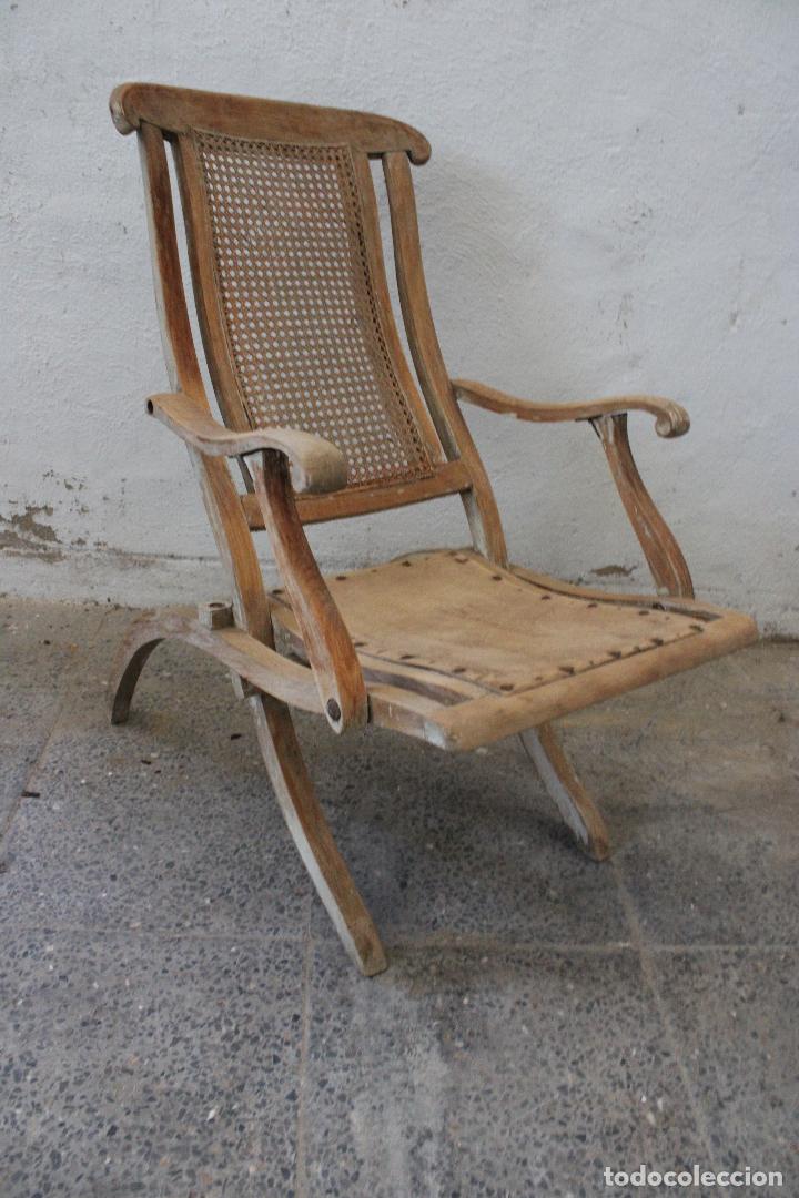 Antig&uuml;edades: sillon plegable con rejilla - Foto 6