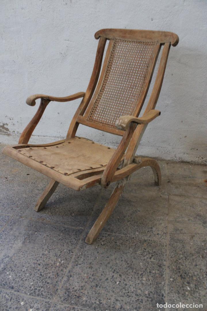 Antig&uuml;edades: sillon plegable con rejilla - Foto 1