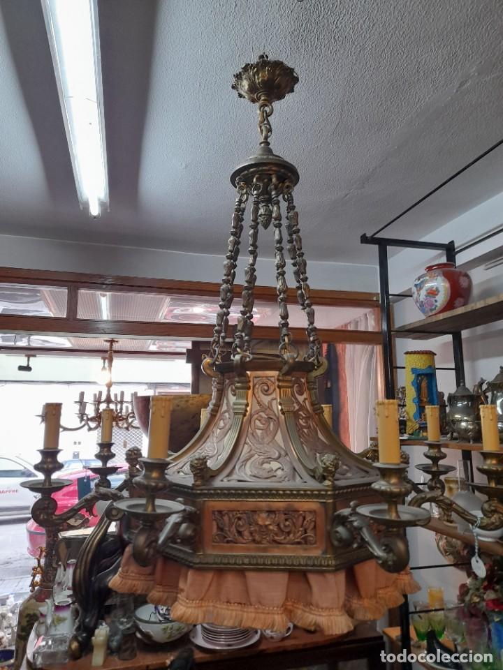 Antig&uuml;edades: L&aacute;mpara lat&oacute;n y cobre - Foto 2