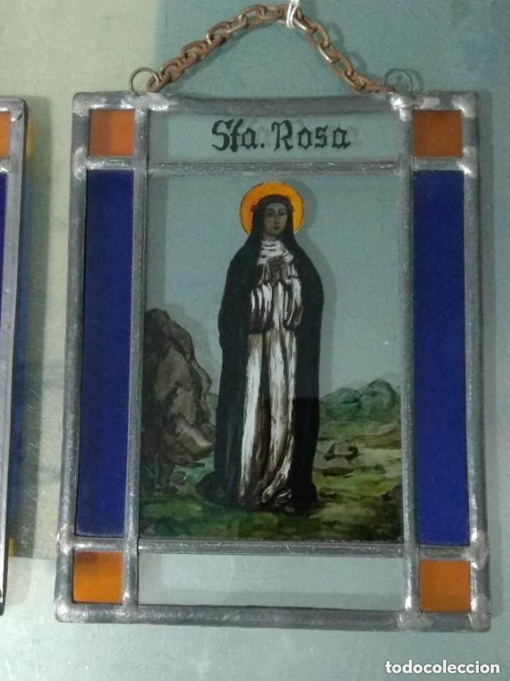 Antig&uuml;edades: CUADRO DE VIDRIO EMPLOMADO Sta ROSA. - Foto 1