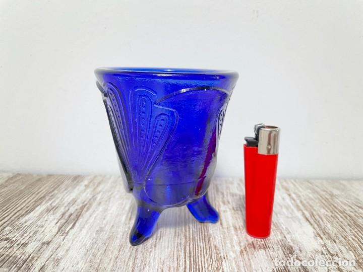 Oggetti Antichi: VASO CRISTAL PRENSADO AZUL TURQUESA ART NOUVEAU