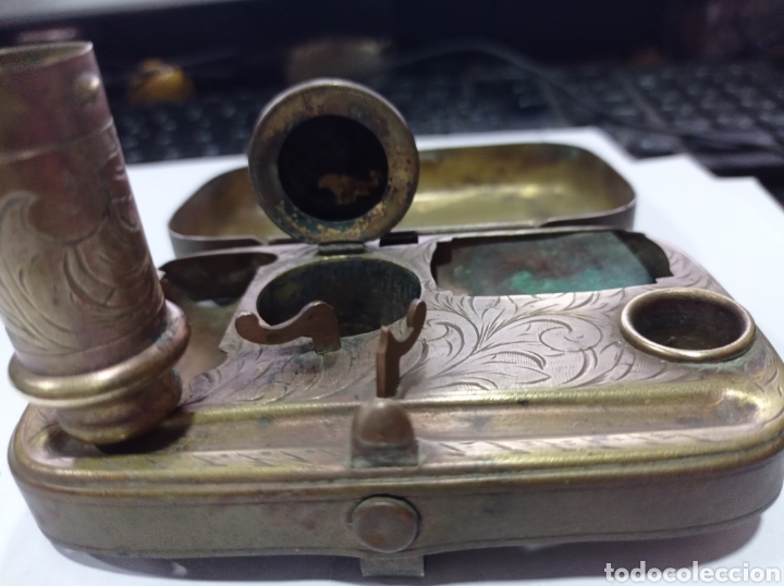 Antig&uuml;edades: Antiguo tintero de viaje - Foto 4