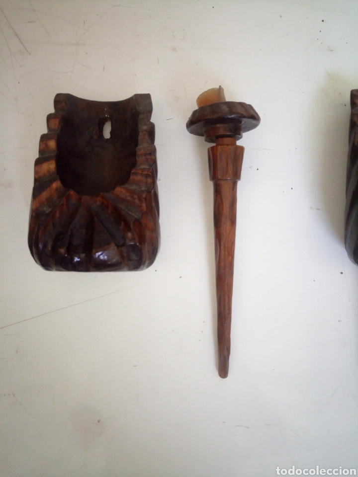 Antig&uuml;edades: Apliques antorchas madera - Foto 4
