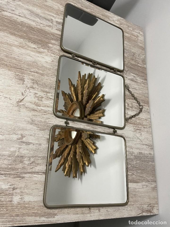 Antig&uuml;edades: ESPEJO TRIPTICO BARBERO PLEGABLE CIRCA - Foto 4