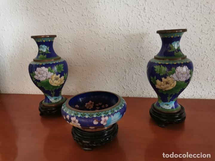 Antig&uuml;edades: JARRONES + CUENCO CLOISONN&Eacute; - Foto 1