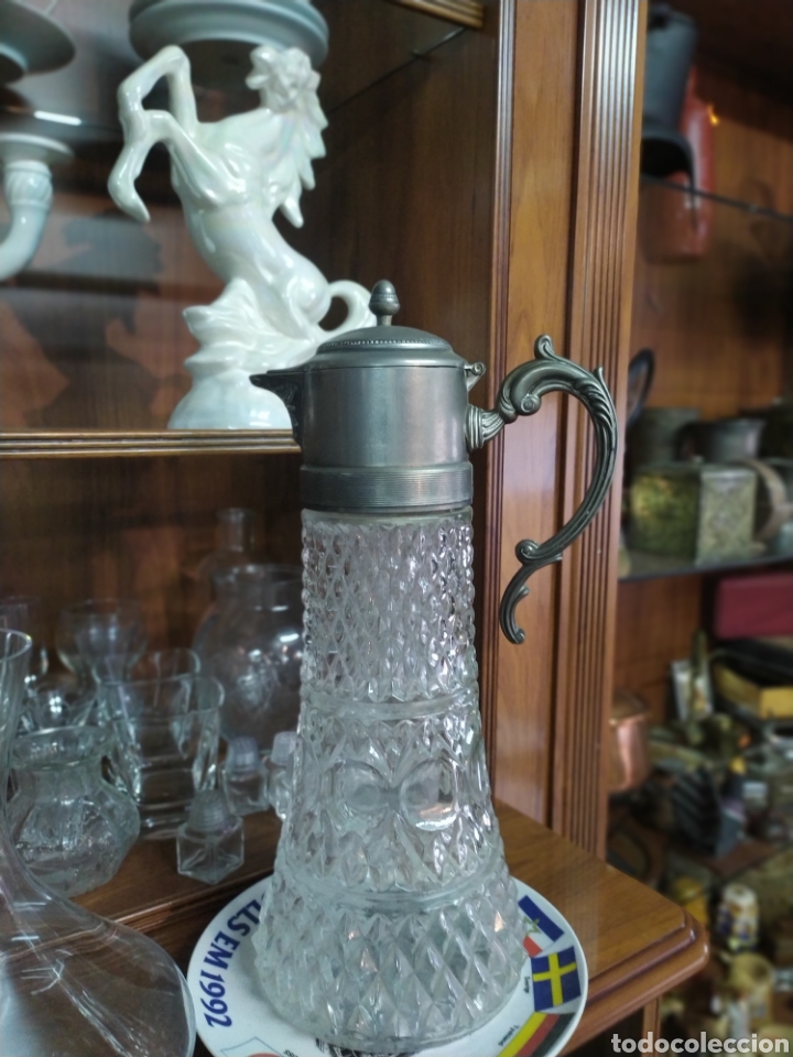 antigua jarra medidora farmacia cristal - Compra venta en todocoleccion