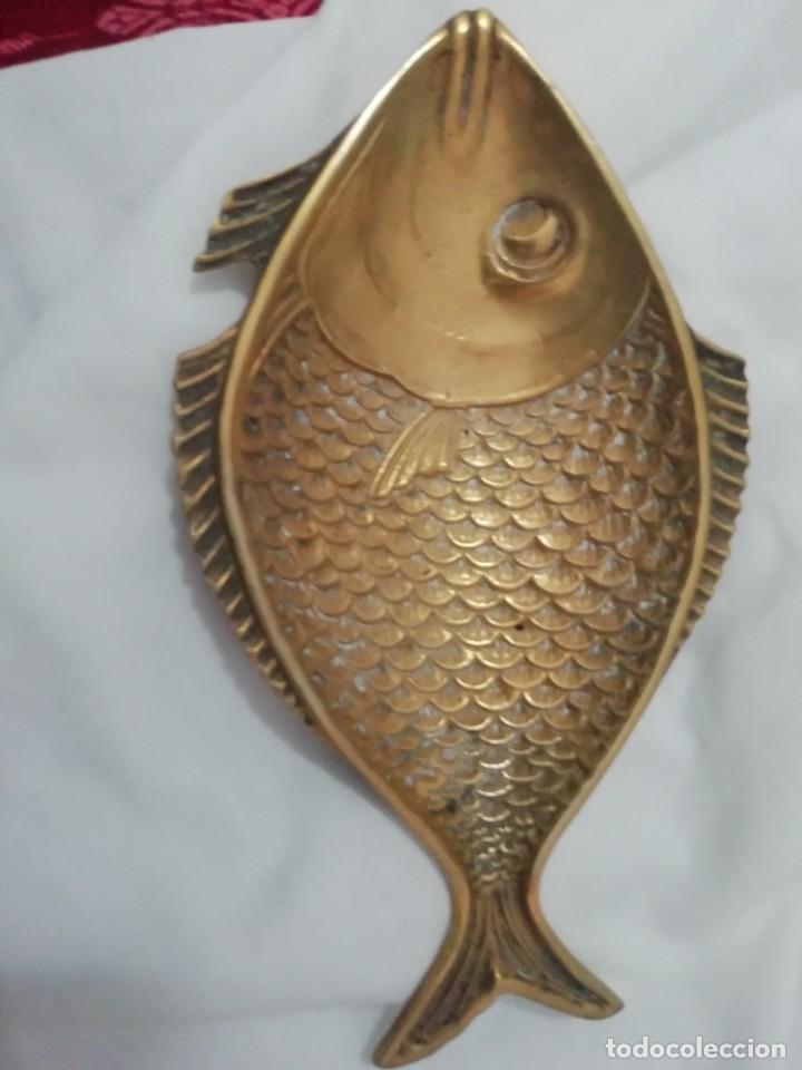 Oggetti Antichi: Pez en bronce &uacute;til para jabonera, cenicero, para dejar llaves etc 20 cm longuitud