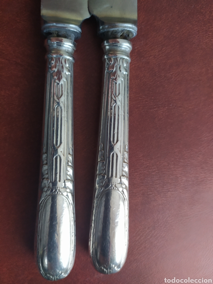 Antig&uuml;edades: 2 cuchillos con el mango de plata 22cm - Foto 3