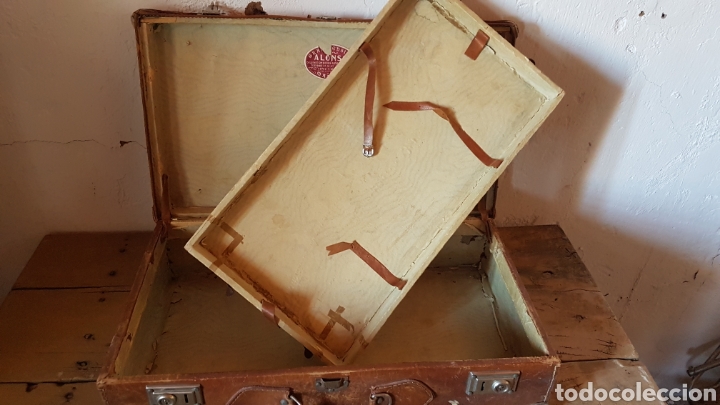 Antig&uuml;edades: Antigua maleta cuero - Foto 6