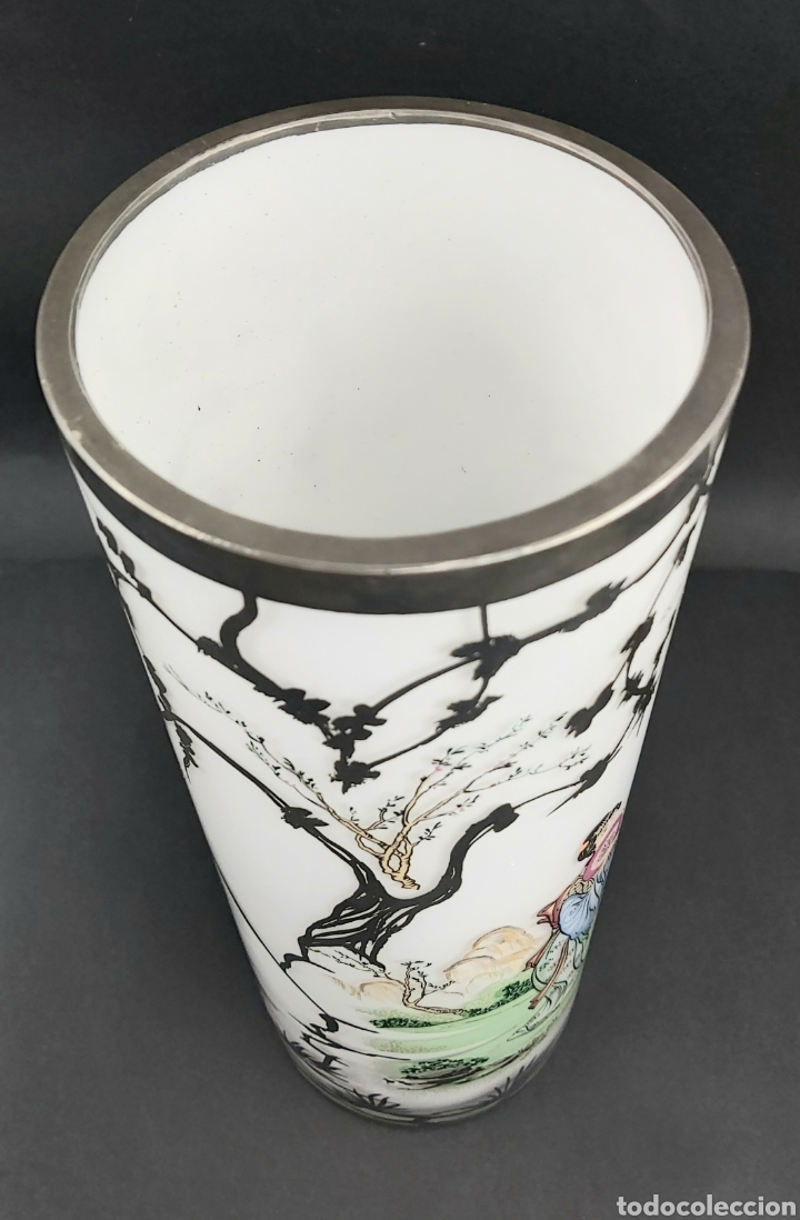 Antig&uuml;edades: ANTIGUO JARRON JAPON&Eacute;S DE OPALINA E INCRUSTACIONES EN PLATA - Foto 8