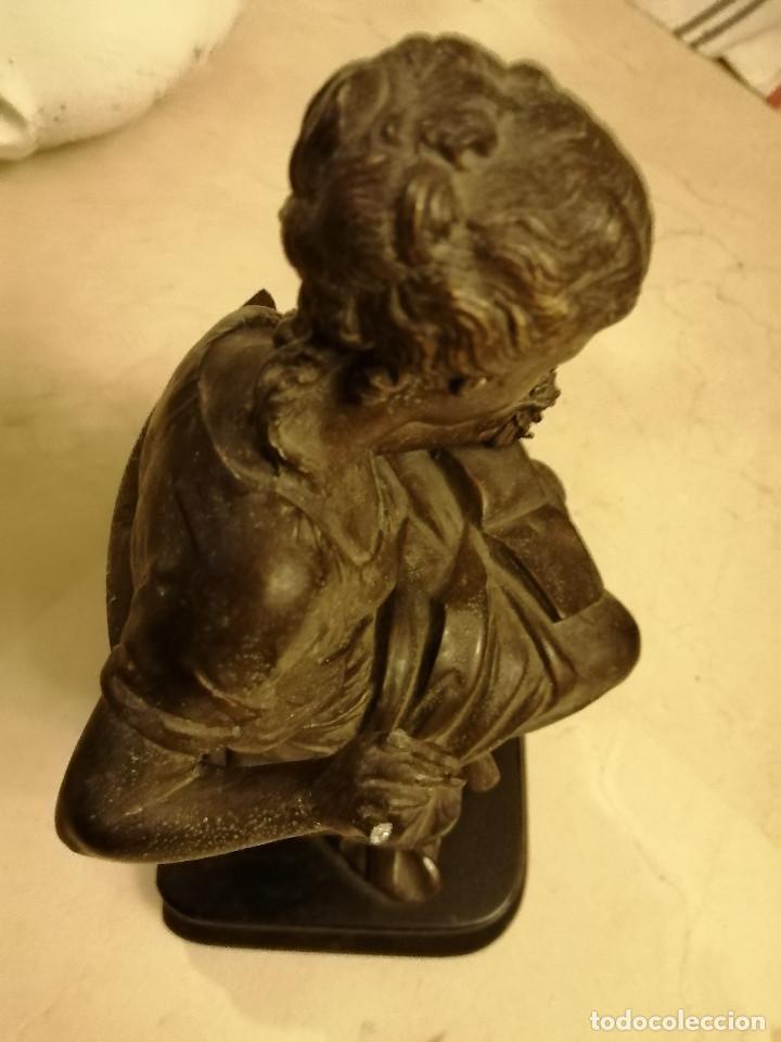 Antig&uuml;edades: ANTIGUA FIGURA, SEGURAMENTE BRONCE, CON BASE DE MADERA - Foto 6