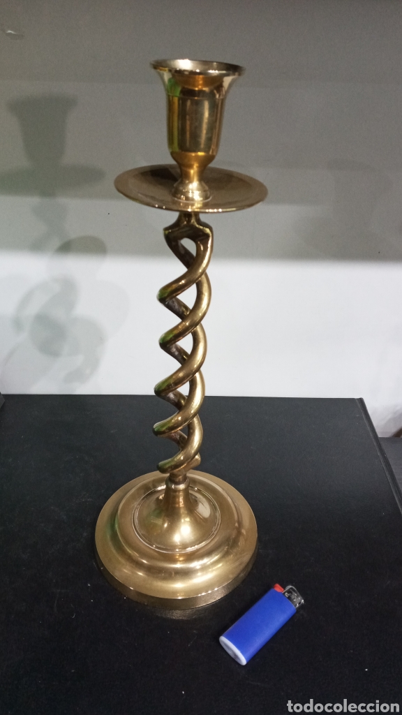 Antig&uuml;edades: ANTIGUO CANDELABRO DE BRONCE. 31CM. - Foto 3