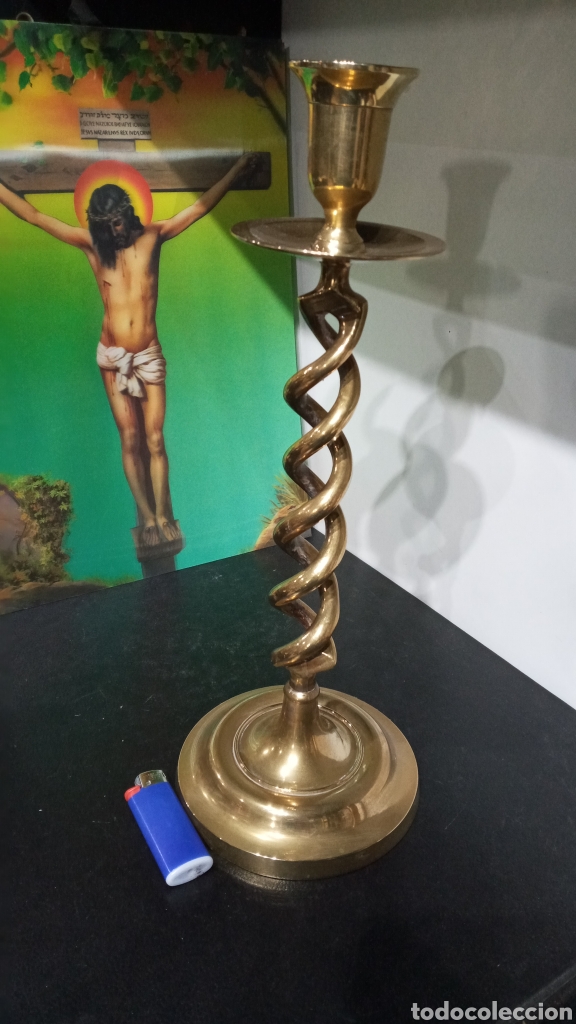 Antig&uuml;edades: ANTIGUO CANDELABRO DE BRONCE. 31CM. - Foto 1