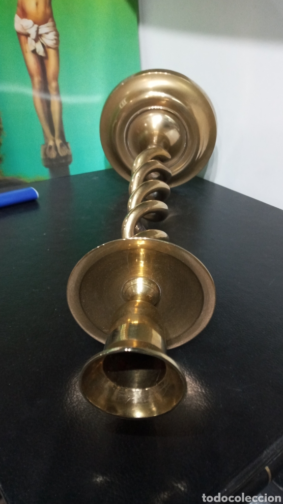 Antig&uuml;edades: ANTIGUO CANDELABRO DE BRONCE. 31CM. - Foto 8