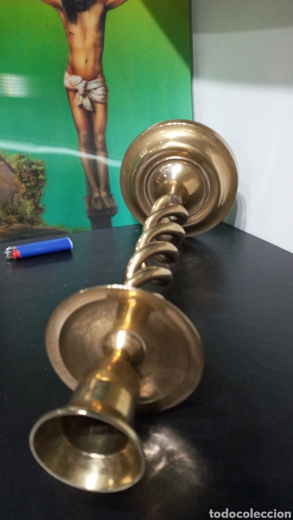 Antig&uuml;edades: ANTIGUO CANDELABRO DE BRONCE. 31CM. - Foto 9
