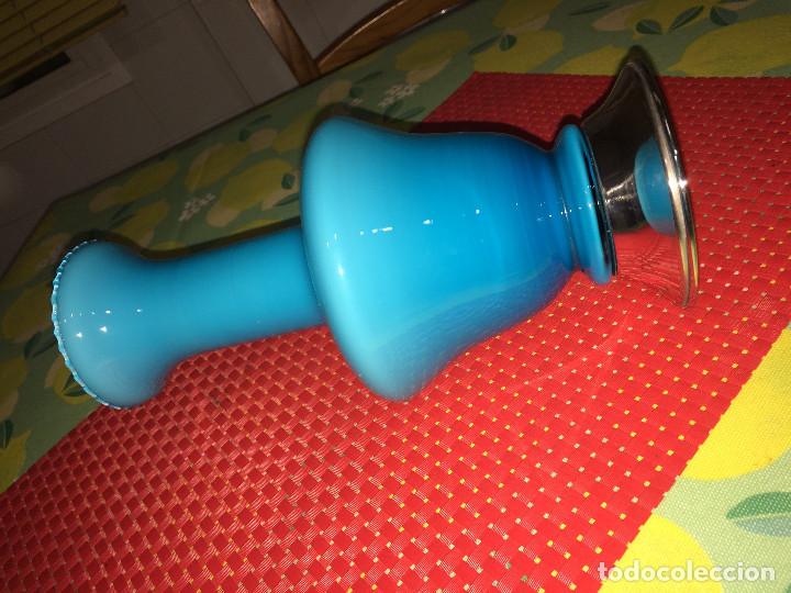 Antig&uuml;edades: PRECIOSO JARRON DE OPALINA AZUL - ANTIGUO - 24 CMS. - Foto 4