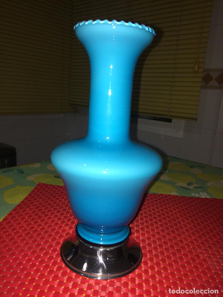 Antig&uuml;edades: PRECIOSO JARRON DE OPALINA AZUL - ANTIGUO - 24 CMS. - Foto 5