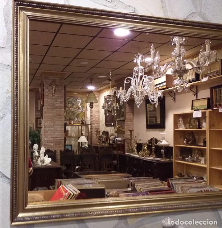 Antig&uuml;edades: ESPEJO ROSADO MARCO DE MADERA DORADO - Foto 3