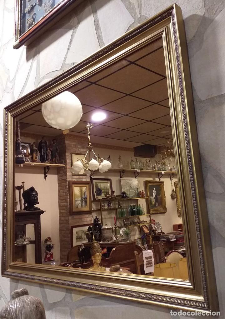 Antig&uuml;edades: ESPEJO ROSADO MARCO DE MADERA DORADO - Foto 4