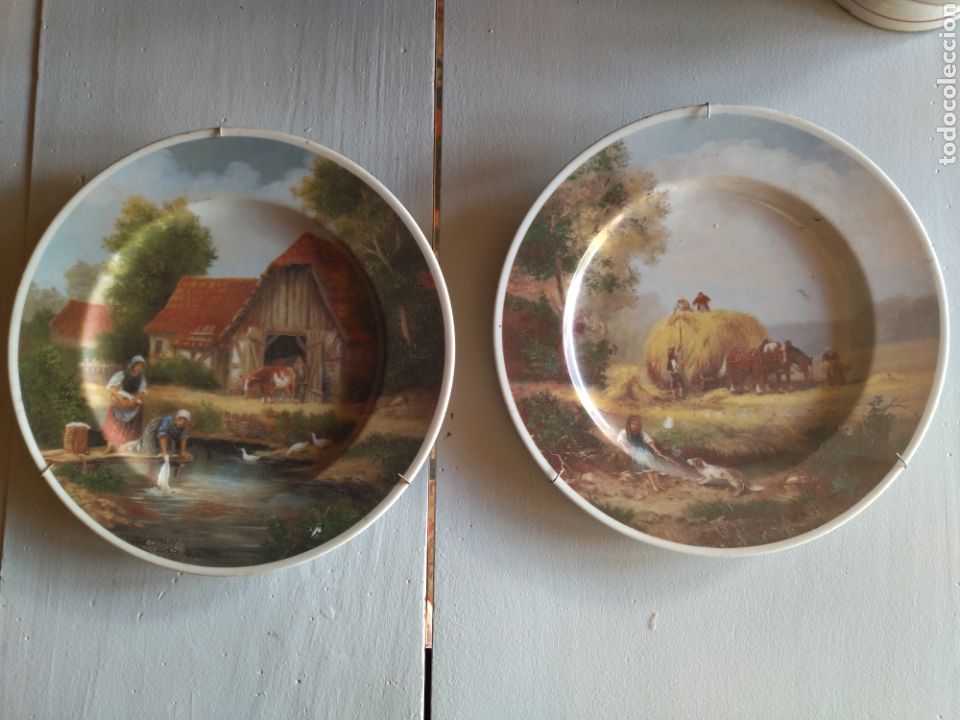 Antig&uuml;edades: Pareja de platos de Limoges. - Foto 1