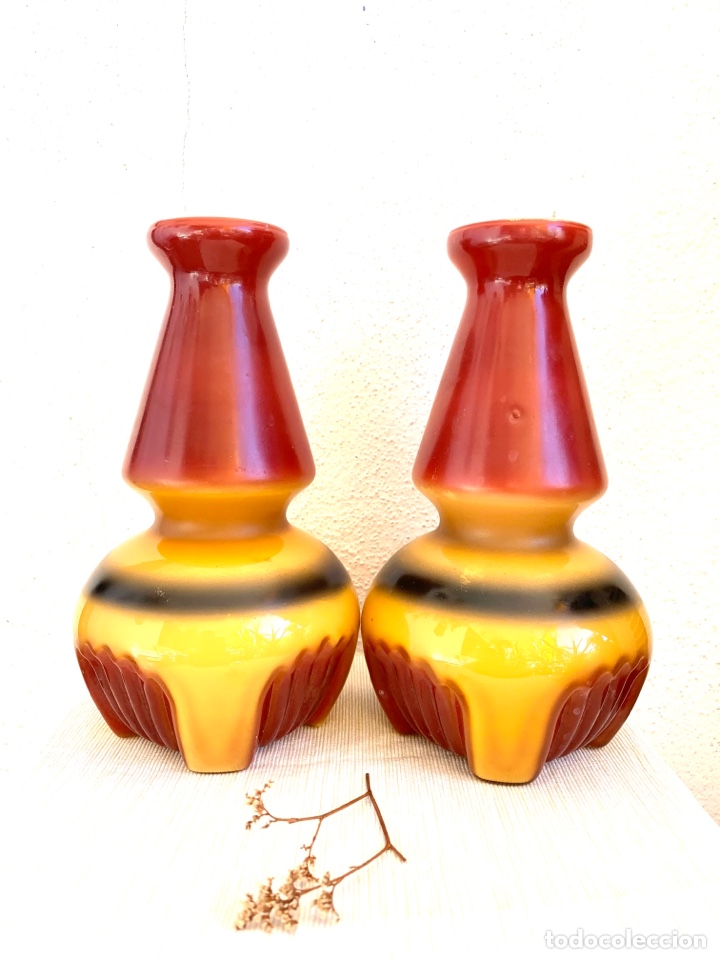 Antig&uuml;edades: PAREJA DE JARRONES CRISTAL OPALINO - Foto 3