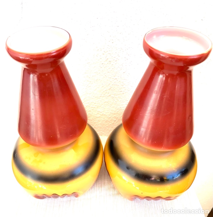 Antig&uuml;edades: PAREJA DE JARRONES CRISTAL OPALINO - Foto 9